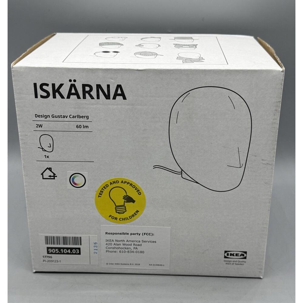 IKEA ISKÄRNA ISKARNA LED Table Lamp Color Changing Head-Shape, New!
